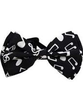 Music Notes Bow Tie Black/White