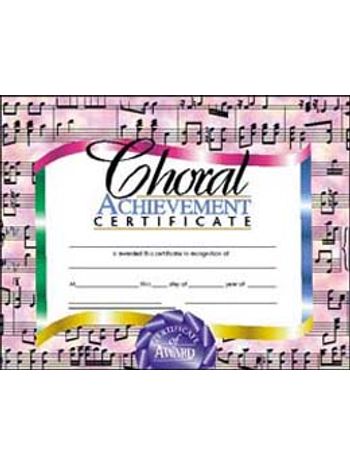 Choral Achievement Certificate - Pink